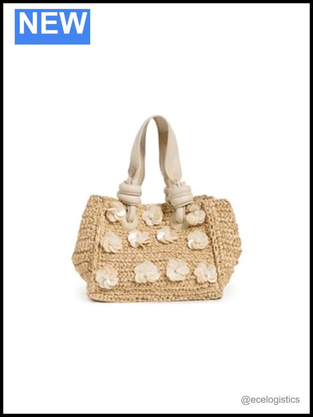 Women's Mini Tote Bag with Leather Trim and Beaded Embroidery